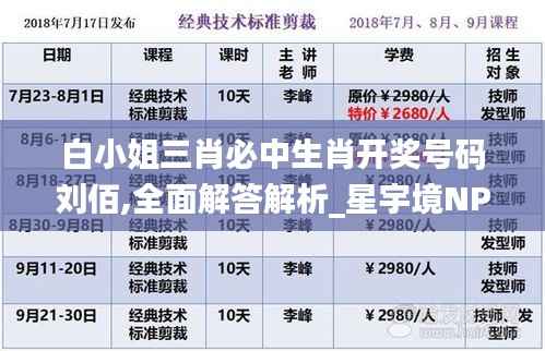 白小姐三肖必中生肖开奖号码刘佰,全面解答解析_星宇境NPX705.3