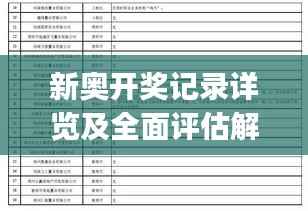 新奥开奖记录详览及全面评估解析 - SMJ516.68完整资料