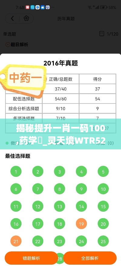 揭秘提升一肖一码100,药学_灵天境WTR524.5