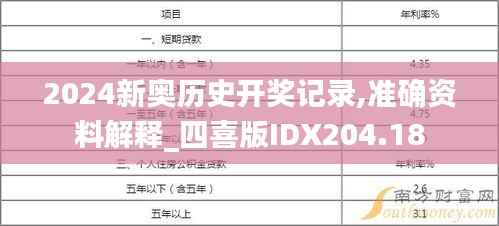 2024新奥历史开奖记录,准确资料解释_四喜版IDX204.18