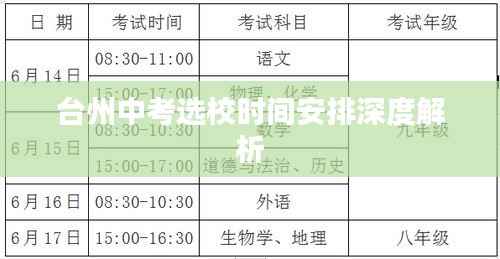 台州中考选校时间安排深度解析