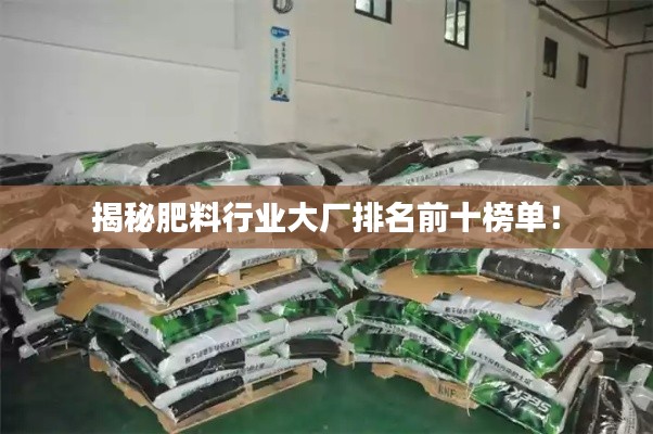 揭秘肥料行业大厂排名前十榜单!